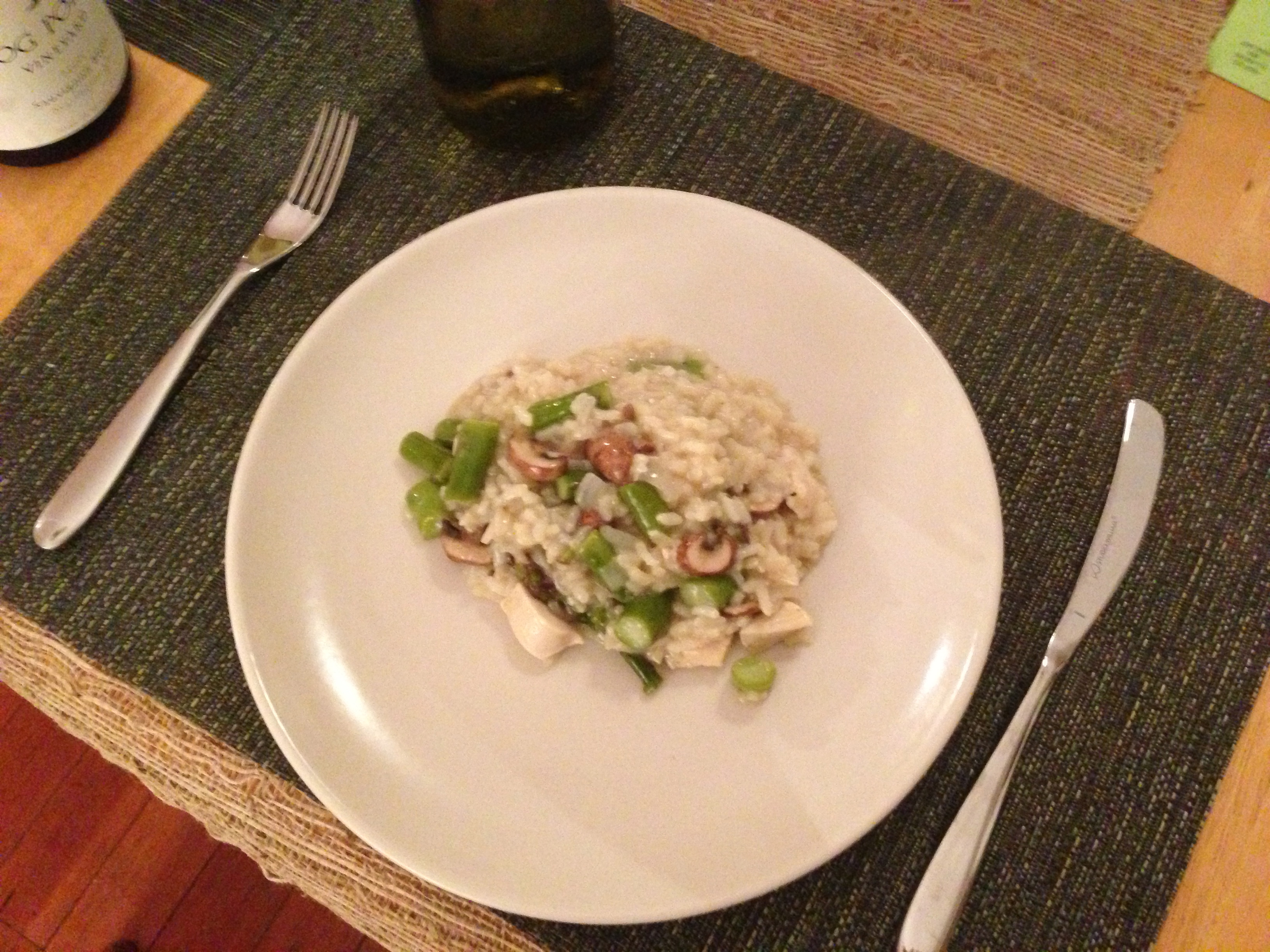 Hump Day Asparagus, Chicken and Cremini Risotto